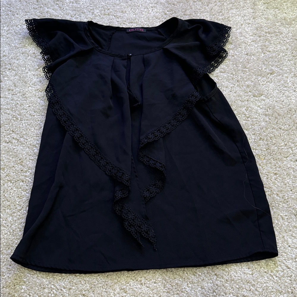 Black Lace Trim Blouse